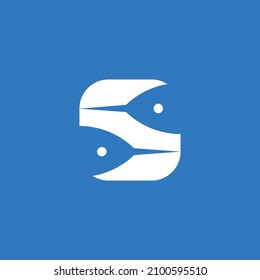 S logo shaped sword fish shaped in simple and modern style