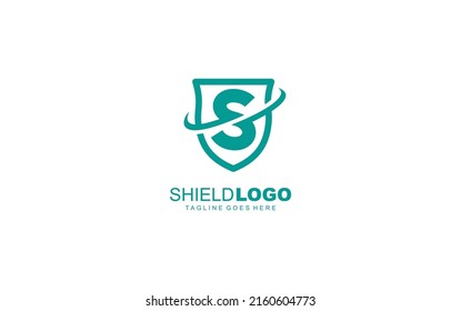 S logo shield for branding company. security template vector illustration for your brand.
