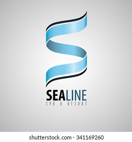 s logo, spa and resort logo, spa logo, sea design logo, logo for hotel, s letter, sea logo