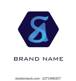 s and a logo template with blue gradient color