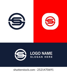 S Logo-Vorlage. Das Logo ist rot gefärbt, um Mut zu symbolisieren.