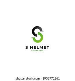 S logo type with helmet symbol on it. Symmetrical logo concept