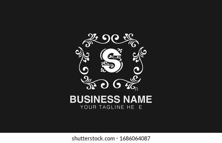 s logo Unique Minimal Style golden and black colour initial based logo design vector illustrator