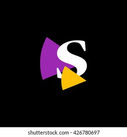 S Logo.. Vector Graphic Business Branding Letter Element Illustration with Colorful Triangles. Dark Background
