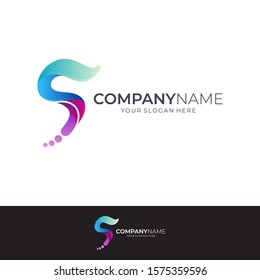 S logo with wave motion, 3d modern initial letter s logo design, Water bubble letter mark vector symbol