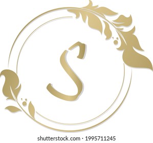 Logotipo S.Letra .Resumen Vector de diseño S en colores dorados.