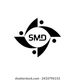 Diseño S M D. Carta ABA blanca. Diseño de logotipo de letra SMD, S D M. Conjunto inicial del logotipo de la letra de SMD, logotipo del monograma de la mayúscula del círculo vinculado. Diseño de vector de logotipo de letra S M D