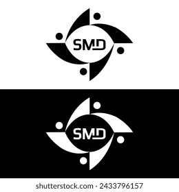 S M D design. White ABA letter. SMD, S D M letter logo design. Initial SMD letter logo set, linked circle uppercase monogram logo. S M D letter logo vector design