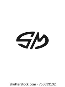 S M initial circle company logo black