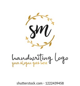 S M Initial handwriting logo vector
