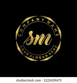 S M Initial handwriting logo vector