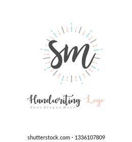 S M Initial handwriting logo vector