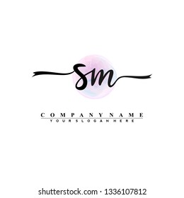 S M Initial handwriting logo vector