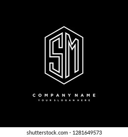 S M initial letter, modern logo design template vector 