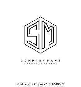 S M initial letter, modern logo design template vector 