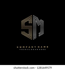 S M initial letter, modern logo design template vector 
