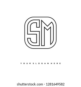 S M initial letter, modern logo design template vector 