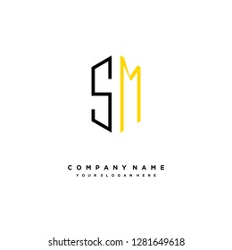 S M initial letter, modern logo design template vector 