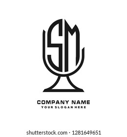 S M initial letter, modern logo design template vector 