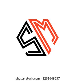S M initial letter, modern logo design template vector 