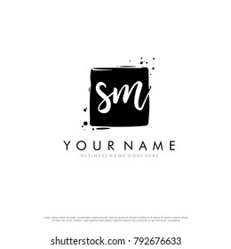 S M initial square logo template vector
