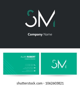 S & M joint logo stroke letter design with business card template