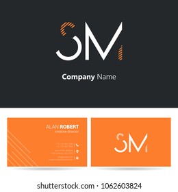S & M joint logo stroke letter design with business card template