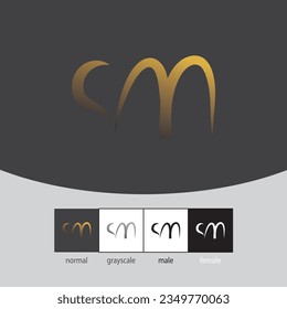 S and M Letter Logo Royal. - Vector