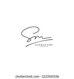 S M SM handwriting logo of initial signature