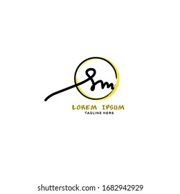 S m Sm Initial handwriting logo vector