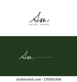 S M SM Letra inicial letra manuscrita y logotipo de firma.	