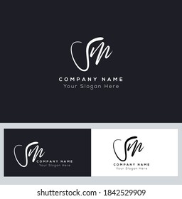 S M SM Letra inicial manuscrita y logotipo de firma. Logo inicial del vector de belleza .Moda, boutique, floral y botánica
