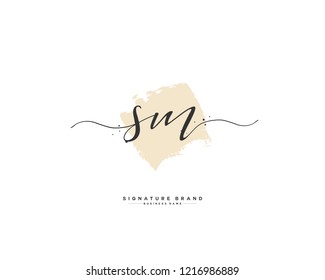 S M SM initial logo handwriting  template vector