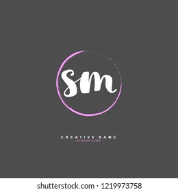 S M SM Initial logo template vector
