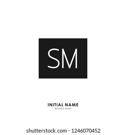 S M SM Initial logo letter with minimalist concept. Vector with scandinavian style logo.