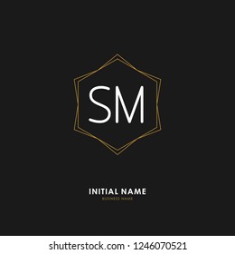 S M SM Initial logo letter with minimalist concept. Vector with scandinavian style logo.