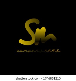 Vector de plantilla de escritura manual del logotipo inicial de S m Sm