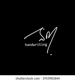 s m sm initial logo handwriting template vector