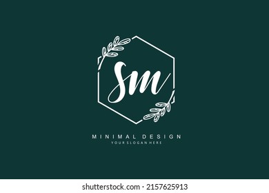 S M SM logo, Initial lettering handwriting or handwritten for identity. Logo with signature and hand drawn style.