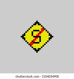 s mark pixel drawing,Stop or S symbol crossed out pixel vector illustration