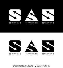 S minimalist and classic logo set design. S flat and simple style with black and white color variation letter logo set in one artboard.
