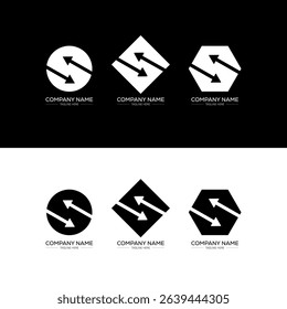 S minimalist and classic logo set design. S flat and simple style with black and white color variation letter logo set in one artboard.
