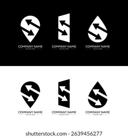 S minimalist and classic logo set design. S flat and simple style with black and white color variation letter logo set in one artboard.
