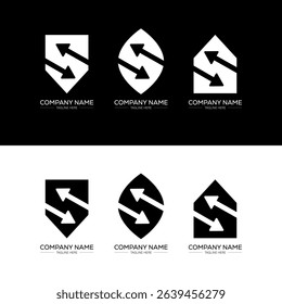 S minimalist and classic logo set design. S flat and simple style with black and white color variation letter logo set in one artboard.
