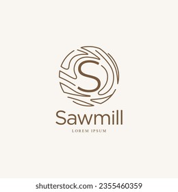 Monograma S con textura de madera lineal abstracta diseño de logotipo mínimo ilustración vectorial