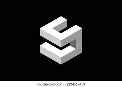 S monogram letter block isometric geometric vector logo illustration