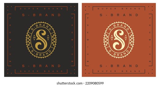 S monogram letter premium logo template stamp icon