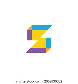 S monograma diseño de iconos de logotipo geométrico simple y colorido