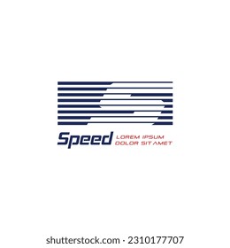 S monogram speed strip lines minimal logo design concept. Negative space stylish vector illustration