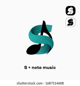 S + musical note. Logo musical note. Letter S. Company logo